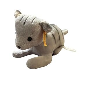 Steiff Cat, FAO Schwarz, Grey Tiger, 683442, Brand New, Very Soft Velveteen, 5"